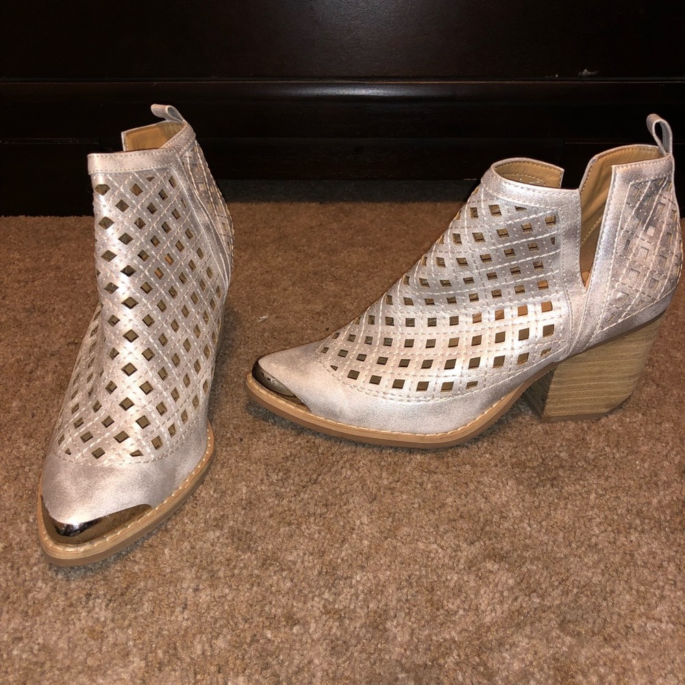 Silver booties from local boutique